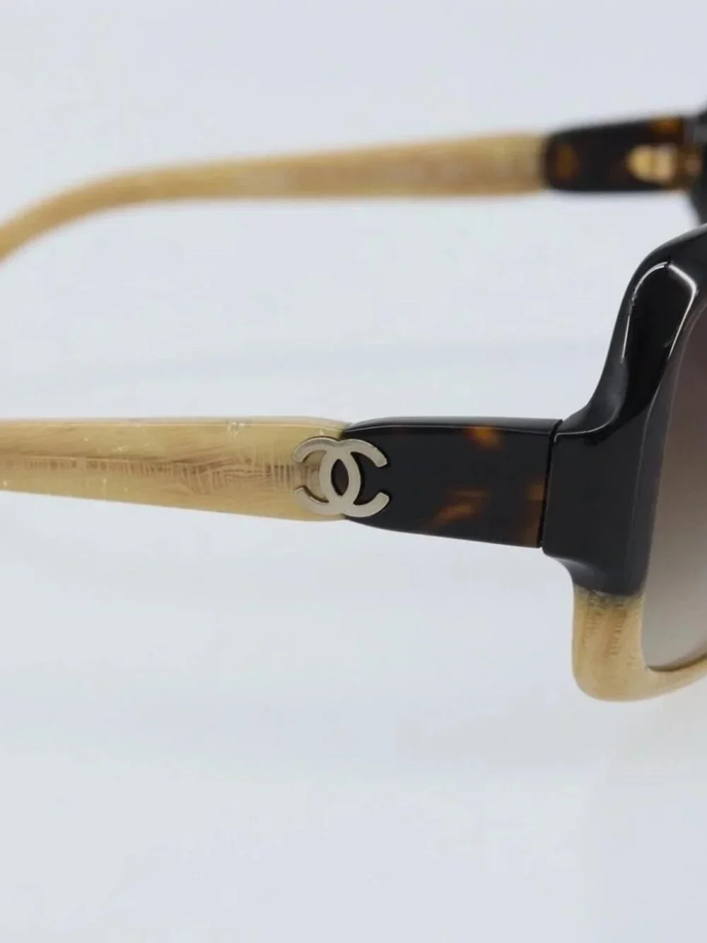CHANEL COCO Mark Sunglasses plastic Beige 5177-A CC Auth BA11834